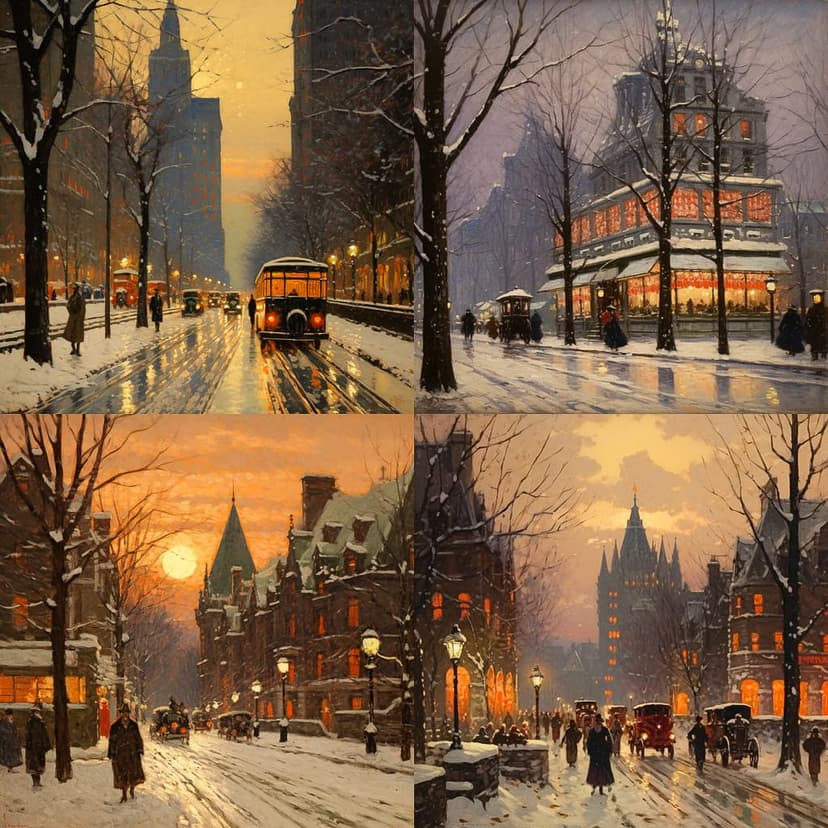 Impressionist Winter Cityscape