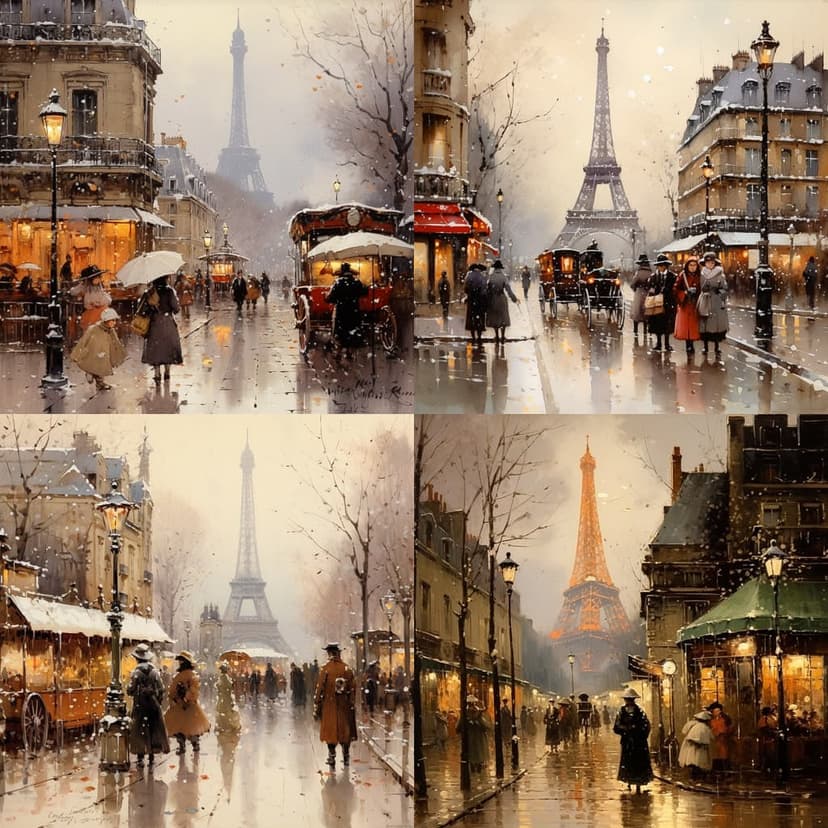 Impressionist Winter Cityscape