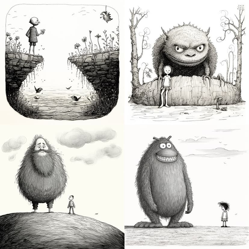 Whimsical Monochrome Illustration