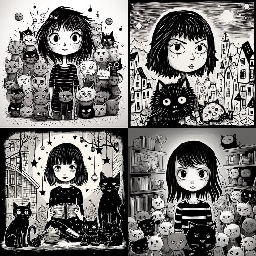 Monochrome Whimsical Illustration