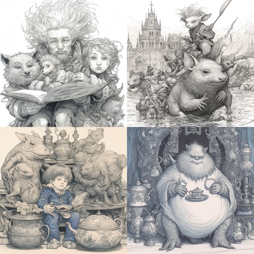 fantastical graphite illustration