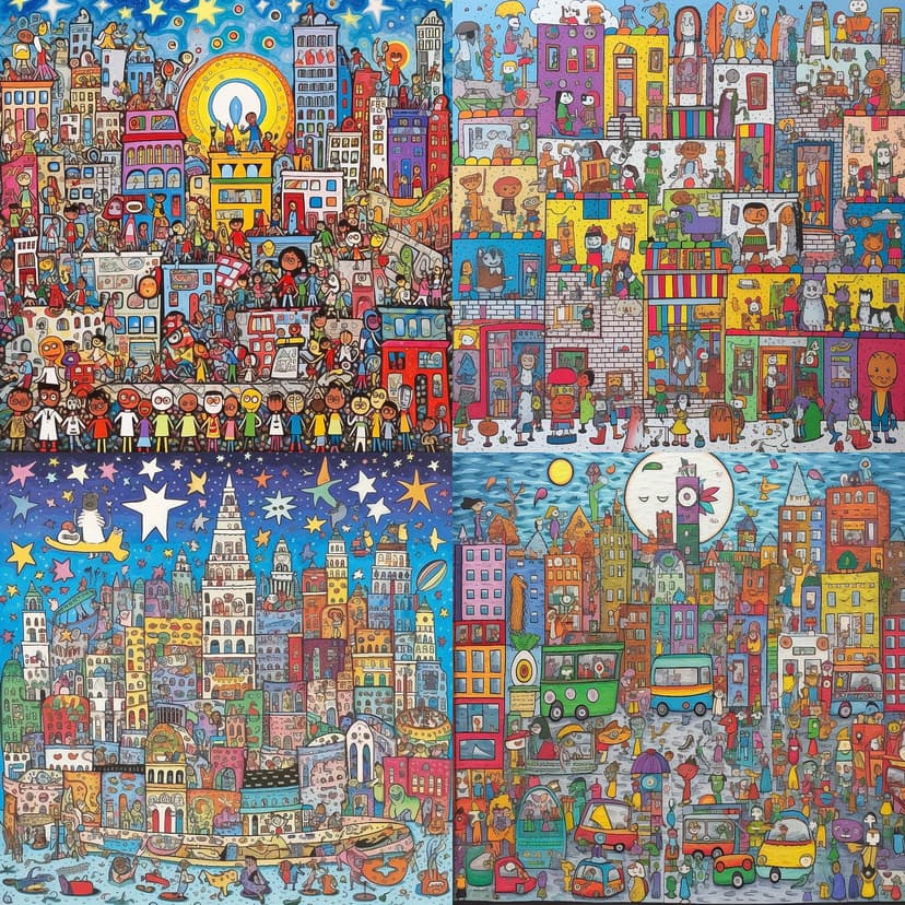 Whimsical Cartoon Cityscape